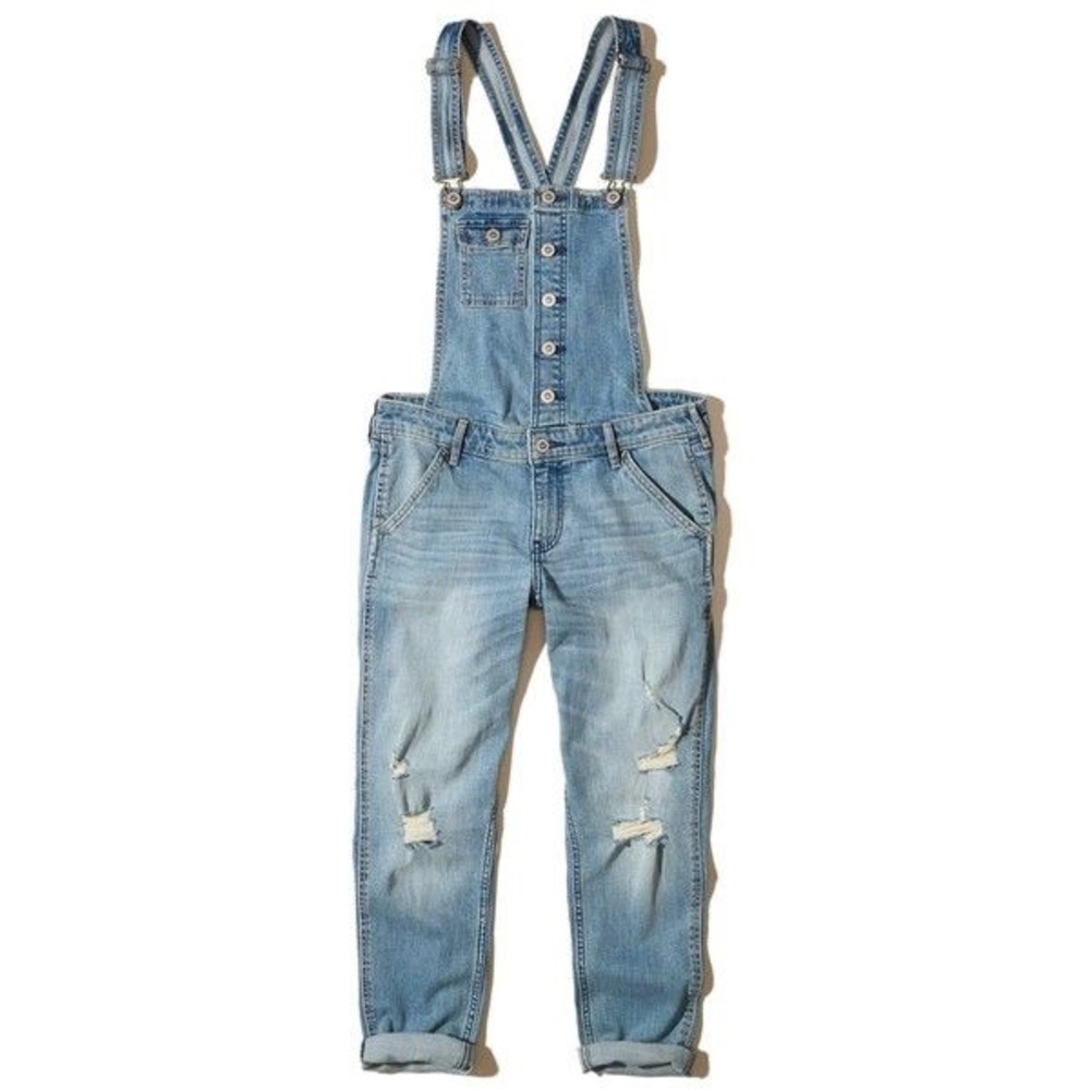 Hollister denim boyfriend overalls